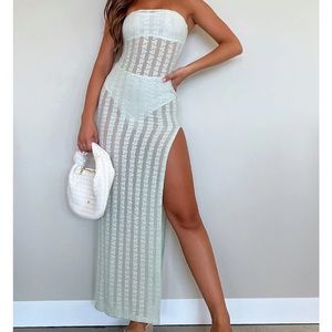 White Fox Boutique Soft Nights Maxi Sage Green Vacation Beach Summer Dress XS